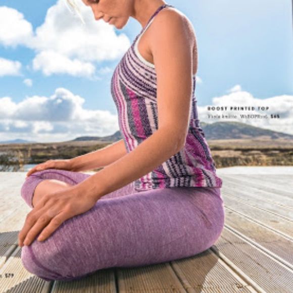 prAna Boost Printed Fitted Racerback Top in Viola Knitta NWT size Large - Picture 2 of 14